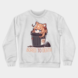 Chibi Cat Bored Anime Crewneck Sweatshirt